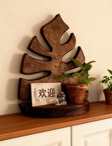 Estantería Flotante en Forma de Hoja, Estantería de Madera, Marco de Fotos para Montar en la Pared, Almacenamiento para Velas y Libros, Estante Decorativo para Oficina en Casa - Product Image 3