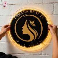 Enseigne Murale Personnalisée en Acrylique Noir Miroir pour Magasin Intérieur, Logo Néon Lumineux à Intensité Réglable à Distance, Enseigne de Salon