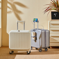Valise de voyage multifonctionnelle populaire à ouverture frontale et latérale de 18 pouces avec porte-téléphone et porte-gobelet, vente en gros d'usine