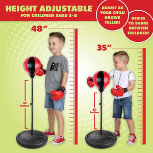 Huiye enfants boxe vitesse jouets balle pour garçon Sport jeu hauteur réglable ensemble de boxe sac de boxe avec fond rond - Product Image 6