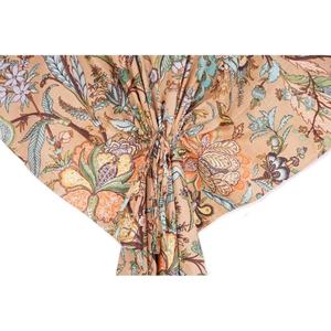 Kaftan en coton tissé à la main pour femmes, imprimé floral doux, coupe ample, tenue décontractée d'été - Product Image 5