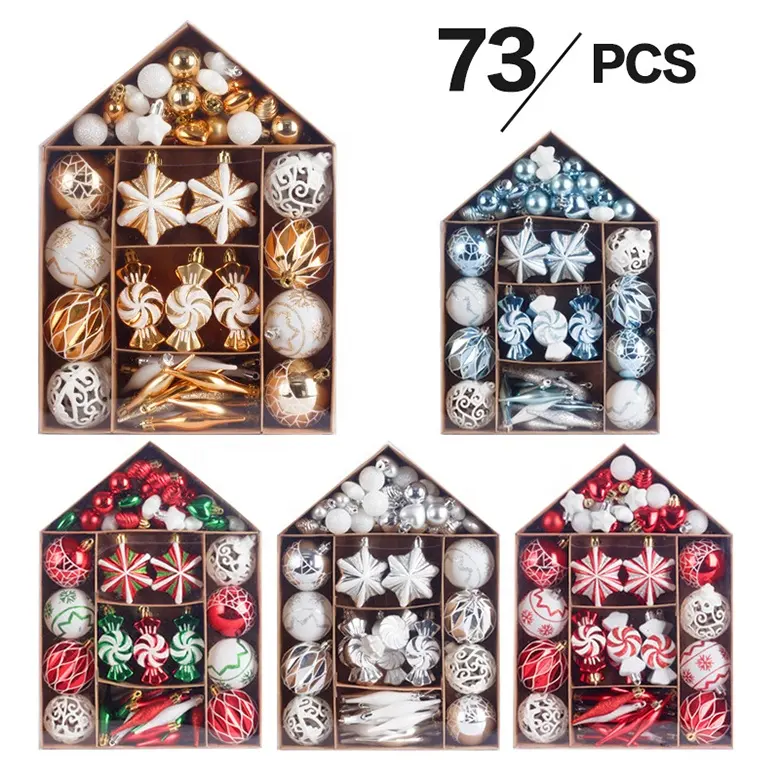 73Pcs Christmas Balls Set Hanging Pendant Christmas Tree Ornaments Home Decoration