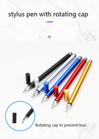 Stylet tactile 2-en-1 DIHAO pour iPad, métal capacitif avec pointe disque et pointe maillée, 5 couleurs, logo personnalisé