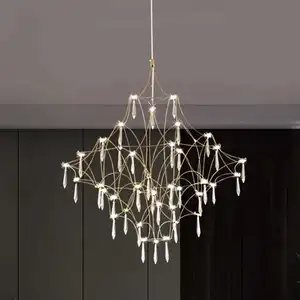 Modern simple dining room Bedroom Crystal chandelier living room lamps Postmodern designer cube lighting