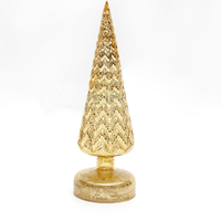 Lampe de table miniature en verre texturé blanc doré pour la décoration de Noël intérieure, bureau, maison, fête