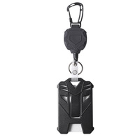 Porte-badge rétractable tactique en acier robuste avec mousqueton porte-clés et porte-carte d'identité rechargeable et écologique