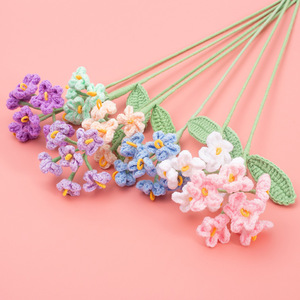 Hand Knitted Wool Forget Me Not Bouquet 6 Heads Artificial Flower Gift For Wedding Home Decor Photography <b>Prop</b> - Product Image 1