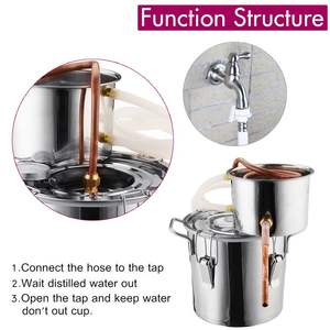 3/5 Gal Wasser-Alkoholdestilliergerät 10L/20L Minimalkohol Schwarzbrenner Ätherisches Öl Still-Destilliergerät aus Edelstahl - Product Image 4
