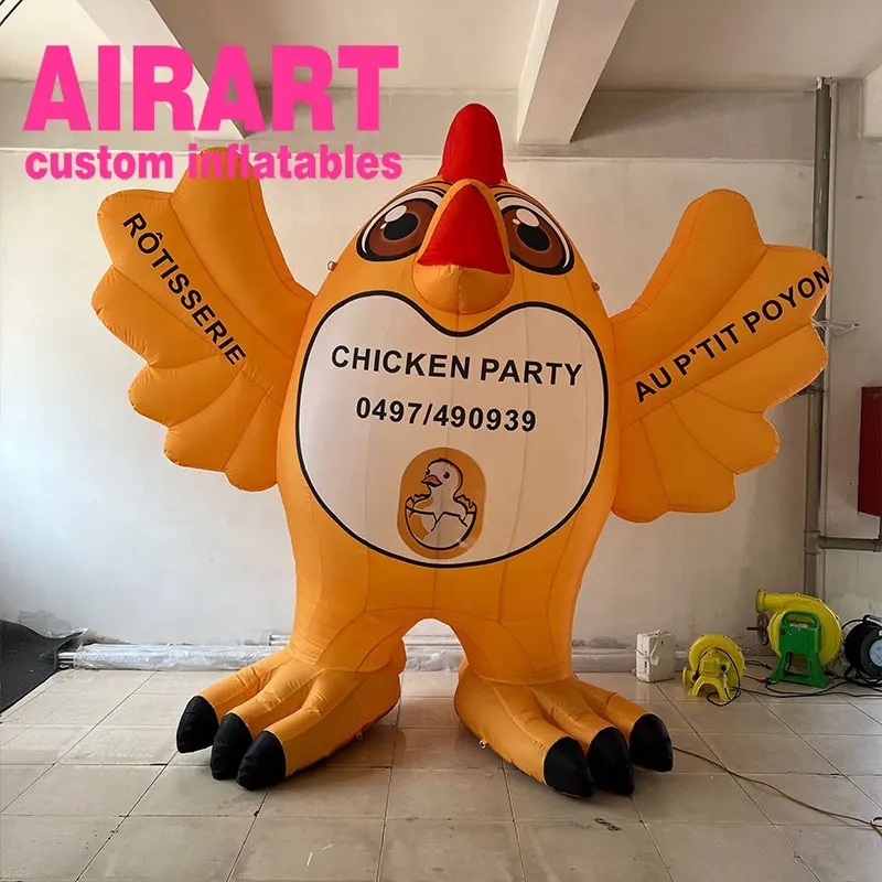 Bespoke Quảng Cáo Linh Vật Cartoon Inflatable Gà Hình, Thổi Lên Động Vật Búp Bê Để Bán