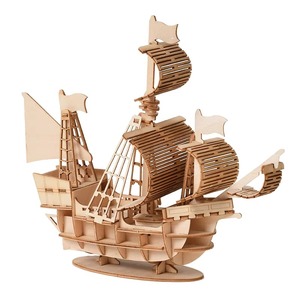 Rompecabezas Educativo 3D de Madera, Modelo de Barco Velero, Kit de Manualidades con Corte Láser para Niños de 5 a 7 Años - Product Image 1