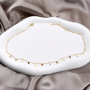 Collana a fulmine in acciaio al titanio placcato oro inossidabile da <span class=keywords><strong>donna</strong></span>, gioiello di lusso di nicchia, catena per maglione da clavicola - Product Image 1