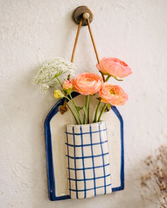 Vase mural en <span class=keywords><strong>c</strong></span>éramique bleu 10x14cm pour bourgeons de fleurs, vase en <span class=keywords><strong>c</strong></span>éramique suspendu - Product Image 1