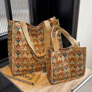 Sac fourre-tout grande capacité en coton et lin, motif floral coréen, style INS, pour boîte à lunch portable - Product Image 2