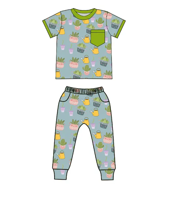Summer Children's Clothing Sets cute floral Design Baby Boy Clothing Sets 2pcs T-shirt kids clothes