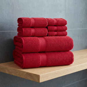 Ensemble de serviettes de bain en coton uni jetables, séchage rapide, hypoallergéniques, à carreaux, rouge, rectangulaires, tissées, pour hôtel, adultes - Product Image 1