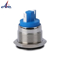 Interruptor momentáneo plano de 19mm, pulsador de 220v, normalmente abierto, botón de metal