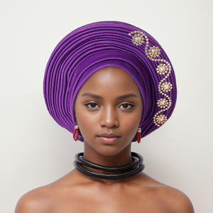 2024 turbans de mariage Offre Spéciale pour dames mode africaine diamant gele headtie musulman femmes bonnet nigérian - Product Image 1
