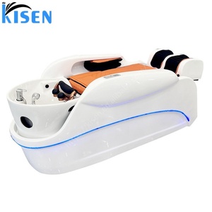 KISEN Fauteuil de lavage de cheveux électrique professionnel moderne en cuir synthétique et table de massage pour salons, spas et hôtels - Product Image 6