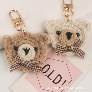 100% Linen Cotton DIY Cute <b>Bow</b> Tie <b>Car</b> Keychain Pendant Fresh Fabric Bear Accessories Earphone Case Women's Bag Decoration - Product Image 3