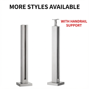 درابزين حديث من الفولاذ المقاوم للصدأ للشرفات والسلالم، نظام حماية زجاجي خارجي بدون إطار مع أعمدة مشقوقة - Product Image 2