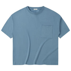 Homens Tshirt 2024 New Arrivals Brown Tee Heavyweight Drop Ombro Cotovelo Manga logotipo 100% Algodão Bolso Personalizado Men t <span class=keywords><strong>Shirt</strong></span> - Product Image 5