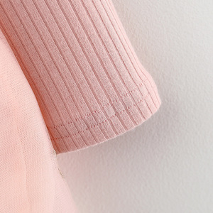 Vestido de Princesa con Parches de Malla para Niñas, Otoño 2020, Nuevo Estilo Informal con Lazo, Vestido Sólido a la Moda para Bebés - Product Image 5