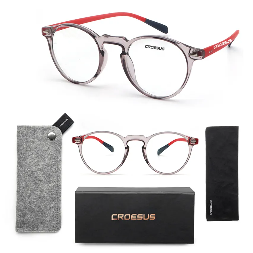 Luxury Fashion TR90 Round Clear Frames Bluelight Blocker Anti Blue Light Blocking Glasses Eyeglasses With Package Case