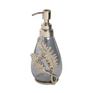 Pompe de luxe en métal argenté support de concepteur bouteille en verre nettoyage des mains distributeur de savon liquide nettoyage facile maison hôtel salle de bain - Product Image 1