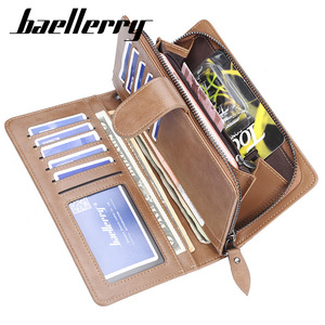 Baellerry Men's <b>Long</b> Wallet PU Leather Multifunctional Clutch <b>Bag</b> With Zipper And Buckle Coffee Color - Product Image 2