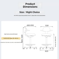 Chaise de bureau ergonomique pivotante moderne pour cadres médicaux avec cadre en acier inoxydable et roulettes réglables en hauteur
