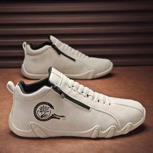 <b>Spring</b> Men's PU Leather Casual Shoes Side Zipper Short <b>Boots</b> Versatile Flat Bottom Outdoor Fashion Sneakers - Product Image 2