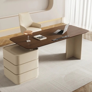 <span class=keywords><strong>Bureau</strong></span> Minimaliste de Luxe Léger, Style Crème, <span class=keywords><strong>Vintage</strong></span>, en <span class=keywords><strong>Bois</strong></span> Massif, pour Étude, Écriture, Salon de Beauté, Table de Consultation, <span class=keywords><strong>Bureau</strong></span> de Travail - Product Image 4