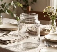 Si Shang Pot en verre cylindrique 330 ml pour sauce chili, confiture de fruits, aliments en conserve, cornichons, conserves, épices, récipient de stockage avec couvercle hermétique