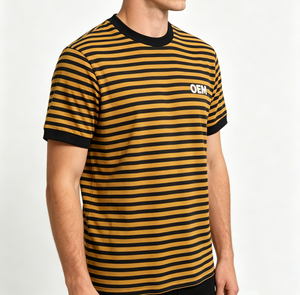 Servizio OEM ODM Estivo: T-Shirt da Uomo a Righe <span class=keywords><strong>Breton</strong></span>, Casual, 100% Cotone, Collo Tondo, Vestibilità Ampia e Comoda, Manica Corta - Product Image 2