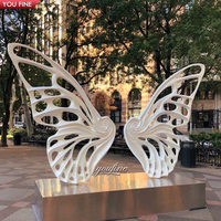 Sculpture de banc papillon en acier inoxydable pour jardin extérieur