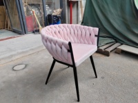 Chaise de salle à manger stable en velours tressé avec pieds en métal noir, fauteuil d'appoint moderne pour salons, restaurants et cafés