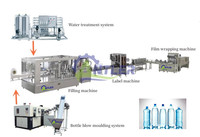 Volledig automatische 3-in-1 spoel-, vul- en afsluitmachine voor 500ml en 1L PET-flessen, complete mineraalwaterproductielijn