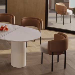 Silla de Comedor de Tela de Lujo Estilo Italiano, Asiento de Terciopelo con Cojín 03, Respaldo 07, Silla de Restaurante para Cafeterías y Lecherías - Product Image 3