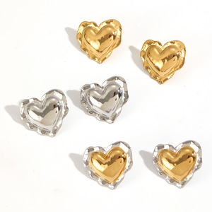 Heart Shape Stainless Steel <b>Stud</b> Earrings Gold <b>Silver</b> Color For Women Gift Jewelry TE60557 - Product Image 4