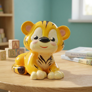 Escultura de Tigre de Cerámica, Hucha Pequeña de Porcelana con Patrón Numérico, Juguete Decorativo de Animal, Origen Vietnam, Tamaño Personalizable - Product Image 3