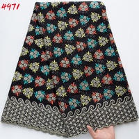 Tissu en dentelle suisse de coton Kalume 4971, prix de gros pour robe de soirée, tissu en dentelle nigériane brodé avec pierres