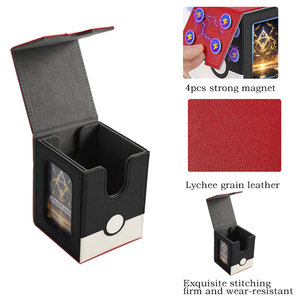 PU Leather Card Deck Box with Magnetic Closure Display <b>Window</b> Commander for 120+ Single Sleeved Cards TCG CCG MOQ 100pcs - Product Image 3