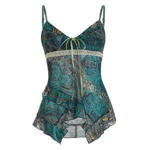 Top Corto Tipo Camiseta con Estampado Vintage Y2K para Mujer, Primavera-Verano 2026, con Volantes, Línea A, Bonito, Venta al por Mayor - Product Image 6