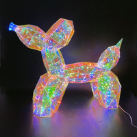 Sculpture d'art moderne en forme de chien ballon prismatique, statue animale lumineuse en PET irisé, décoration esthétique pour la pièce, cadeau d'anniversaire unique