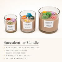 Bougie succulente FTQS dans un bocal en verre, avec cactus en cire, parfum d'ambiance pour la maison, cadeau décoratif, vente en gros, OEM, marque privée