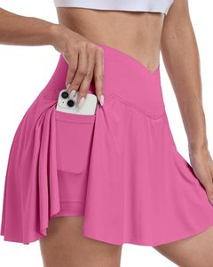 Sexy Moda Ropa Deportiva personalizada verano alta cintura plisada Golf bádminton voleibol faldas V Cross tenis falda mujeres