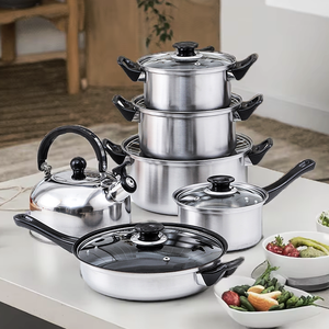 Lot de 12 Ustensiles de Cuisine Antiadhésifs en Acier Inoxydable Noir – Vente en Gros – Batterie de Cuisine Professionnelle Comprenant Bouilloire, Marmite, Faitout et <span class=keywords><strong>Casseroles</strong></span> - Product Image 1