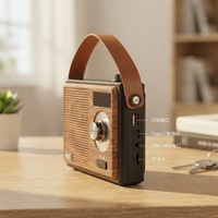 Radio rétro portable avec vidéo HD, audio sans fil, alarme et horloge, microphone intégré, longue autonomie de la batterie pour