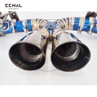 Échappement en titane ECNAL pour Porsche 992 GT3 avec commande de soupape OEM et embouts bleus brûlés