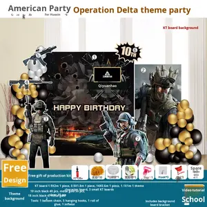 ชุดตกแต่งวันเกิดธีมเดลต้าแอคชั่น สำหรับเด็กอายุสิบปี ป้ายต้อนรับ ฉากหลังกระดาน KT หมวก ลูกโป่ง จัดแต่งจากจีน - Product Image 2